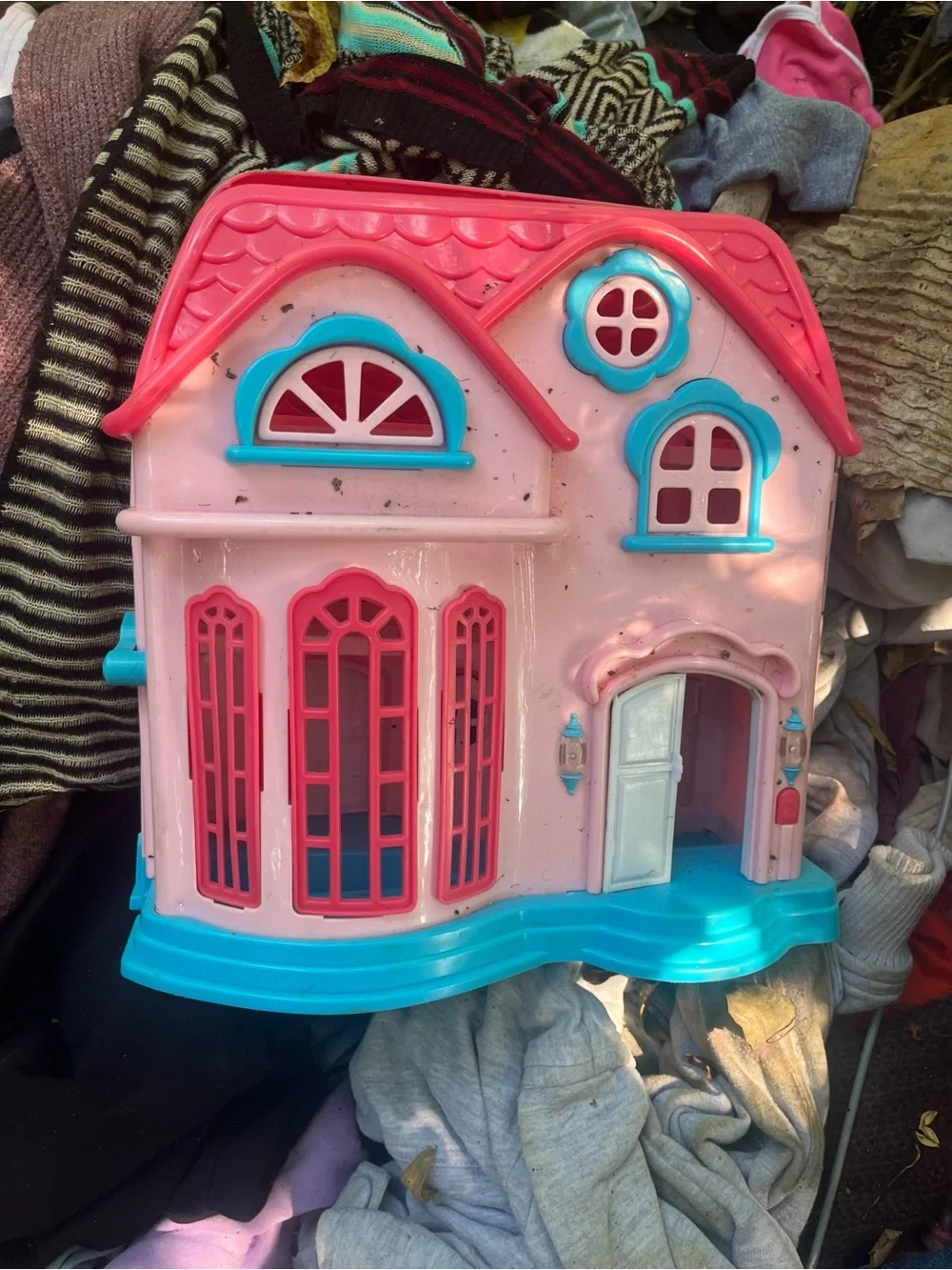 Pink & Blue Kids Play Dollhouse - Charming Plastic Playhouse